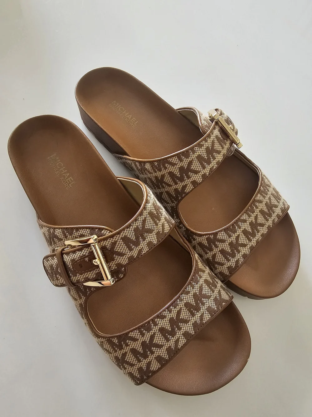 Michael Kors Women's Tan Logo Slide Sandals